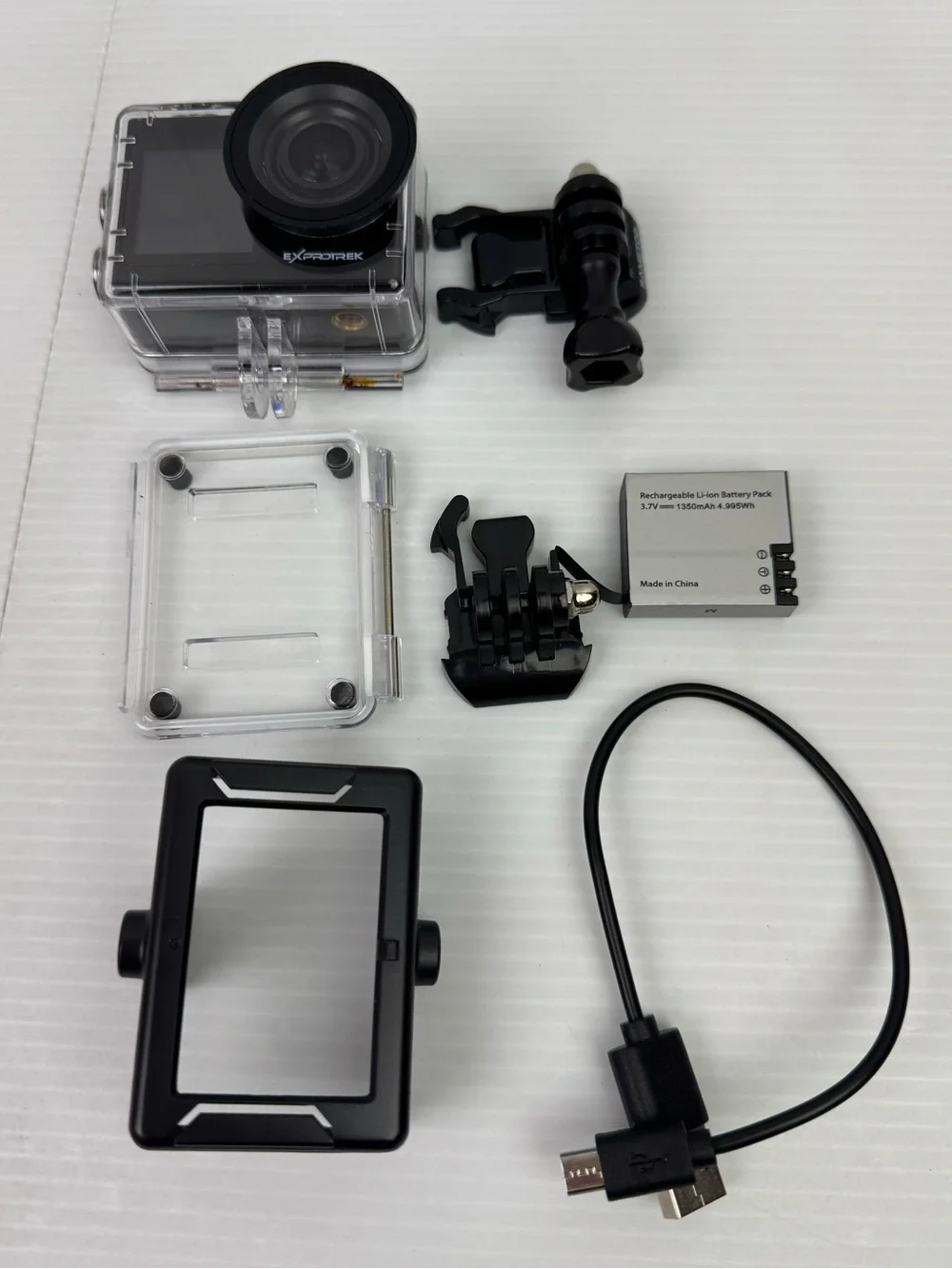 Exprotrek 4K Action Camera Bundle 2x Batteries Waterproof Case, Frame Mount ,